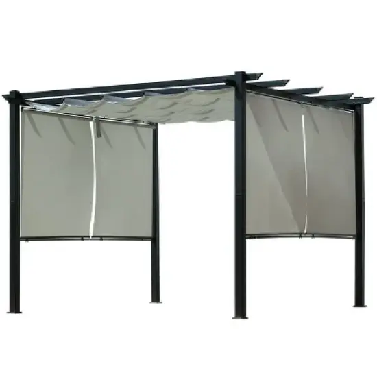 Aoodor 10 x 10 ft Outdoor Pergola with Retractable Canopy, Aluminum Frame, 4 Pieces Patio Sun Shade Shelter for Backyard, Deck image {7}