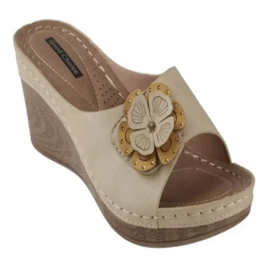 GC Shoes Naples Flower Comfort Slide Wedge Sandals image {8}