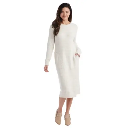 Softies Heathered Marshmallow 42" Crew Neck Lounge Dress with Pockets image {6}