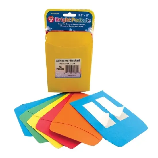 Hygloss Self Adhesive Library Pockets, 30 Per Pack, 3 Packs image {1}