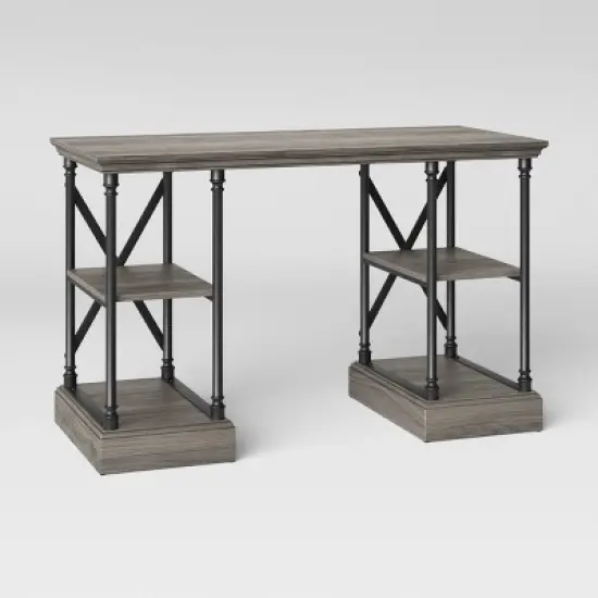 Conway Wood Writing Desk with Storage Gray - Threshold&trade; image {2}