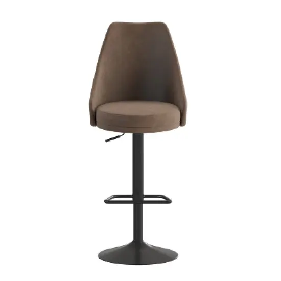 Flash Furniture Chrishelle Set of 2 Commercial Adjustable Height Barstools with Upholstered Tufted Seats and Pedestal Base with Footring, Black image {10}