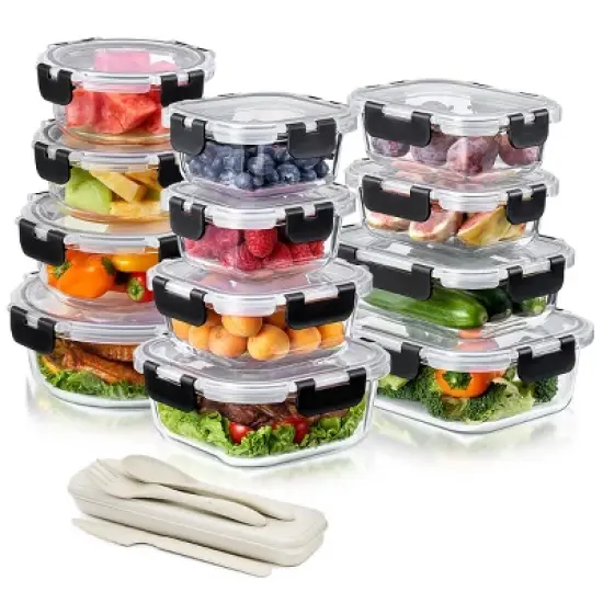 Sorbus Glass Food Storage Containers with Lids - Airtight, Microwave, Fridge, Dishwasher, Oven Safe, BPA-Free, Meal Prep Containers image {7}