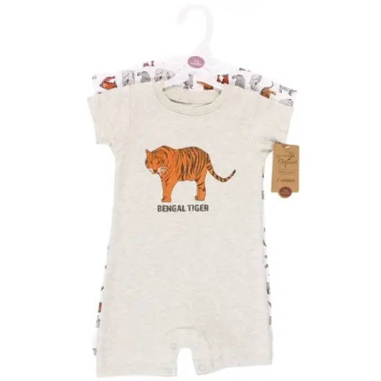 Touched by Nature Unisex Baby Organic Cotton Rompers, Endangered Tiger image {1}