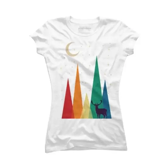 Junior's Design By Humans Vintage Rustic Weathered Grunge Reindeer and The Nature By Benblunders T-Shirt image {4}