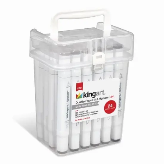 KINGART PRO Double-Ended Alcohol Markers, 24 Gray Tone Colors image {6}