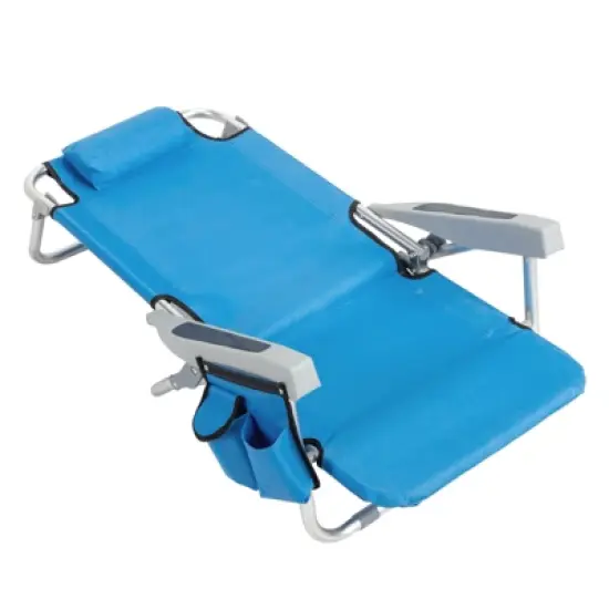 DOMETOUR Short Oxford Cloth Silver White Aluminum Tube Bearing 100kg Beach Chair Blue image {10}
