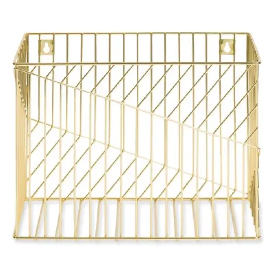 U Brands Vena Hanging File Basket, Letter Size, 6.85" Long, Gold image {2}