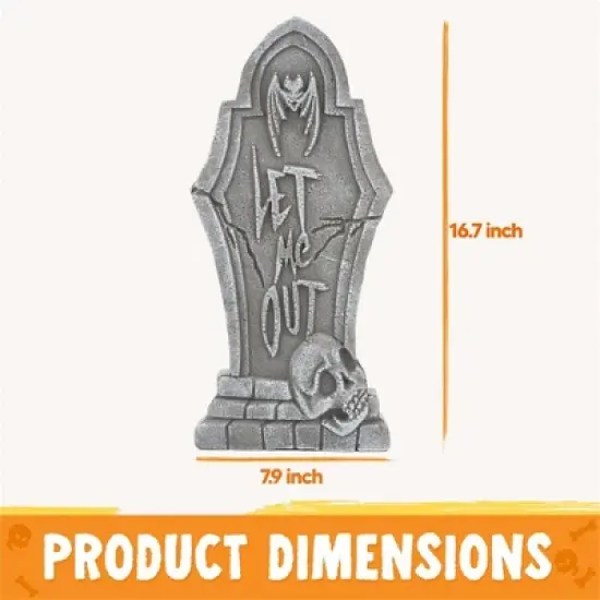 Joyfy 17" Halloween Foam Graveyard Tombstones Decoration for Halloween Prop Cemetery Outdoor, Yard Lawn Decorations, Party Supplies 5 PCS image {6}