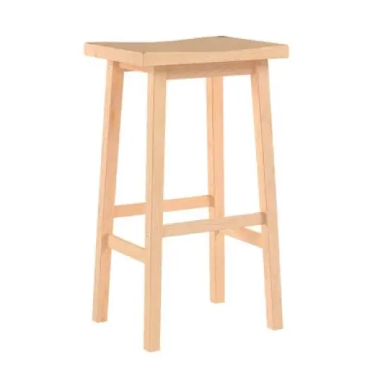 PJ Wood Classic Saddle-Seat 29" Tall Kitchen Counter Stool for Homes, Dining Spaces, and Bars w/ Backless Seat, 4 Square Legs, Natural (2 Pack) image {4}