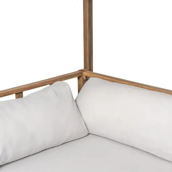 Scott Living Dara Outdoor Acacia Wood Daybed with Canopy and Curtains, Washable Cushions and Detachable Pillows image {8}