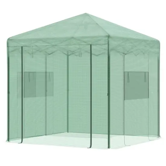 OutsunnyPortable Pop-up Walk-in Greenhouse with Roll-up Door image {3}