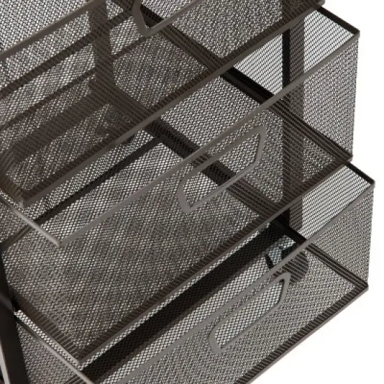 Mind Reader Cart with Drawers, Laundry Organizer, Storage, Bathroom, Kitchen, Metal Mesh, 15.75"L x 13"W x 24.25"H, Black image {7}