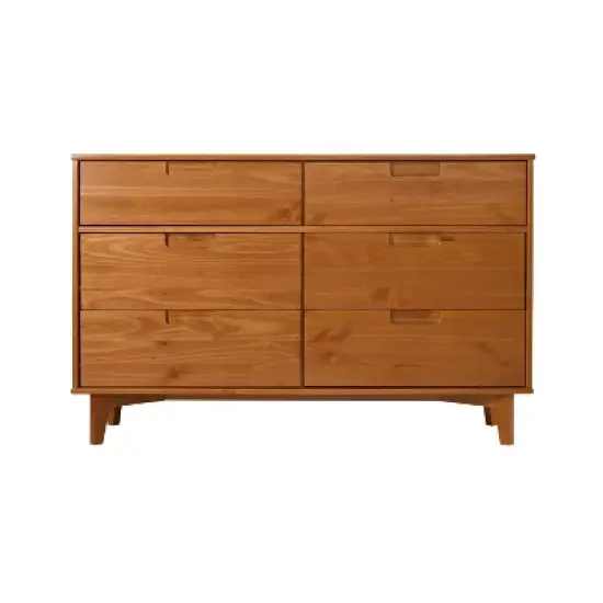 Mid-Century Modern Groove Wood 6 Drawer Dresser - Saracina Home image {20}