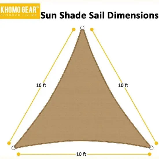 Sun Shade Sail Canopy UV Block &ndash; Waterproof Outdoor Shelter for Patio, Deck, Garden - Beige - 10X10x10 image {2}