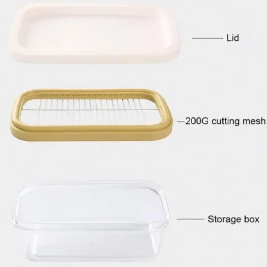 Acekool Rectangular Butter Dish with Cutter, Temperature Resistant, Easy Slice Butter Container, 200g Baking Storage Solution image {4}