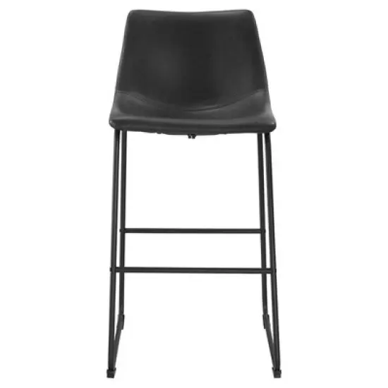 Set of 2 Laslo Modern Upholstered Faux Leather Barstools - Saracina Home image {2}