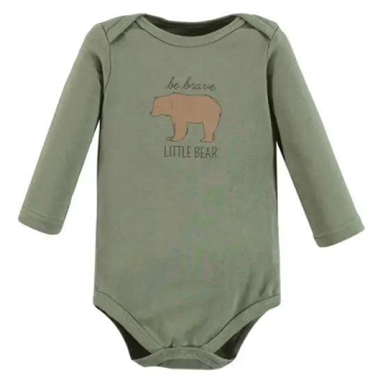 Hudson Baby Infant Boy Cotton Long-Sleeve Bodysuits, Forest Deer 3-Pack image {4}