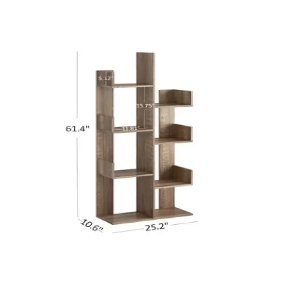 Year Color Rustic Wood Freestanding Industrial Bookshelf for Storage in Bedroom, Living Room, and Office image {6}