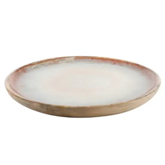 Cravings By Chrissy Teigen 15.9 Inch Round Enameled Mango Wood Platter in Blush image {6}