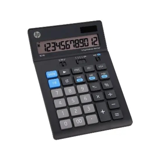 HP BC120 12-Digit Battery/Solar Powered Basic Calculator Black/Gray (91074U) image {1}