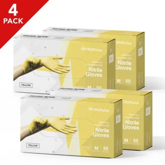 FifthPulse Bulk Yellow Nitrile Exam Gloves, Perfect for Cleaning, Cooking & Medical Uses image {6}