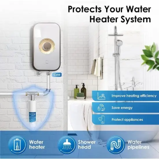 Waterdrop AP431 AP430SS Whole House Scale Inhibitor Filter, Heater Softener System, Prevent Scale Build Up On Hot Water Heaters, Pipes and Boilers image {4}