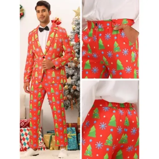Lars Amadeus Men's Flat Front Funny Party Cosplay Costume Christmas Printed Pants image {4}