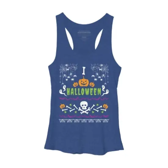 Women's Design By Humans Halloween Lover Ugly Sweater By machmigo Racerback Tank Top image {5}