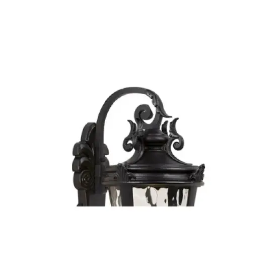 John Timberland Casa Marseille Vintage Rustic Outdoor Wall Light Fixture Black Scroll Arm 27 1/2" Clear Hammered Glass for Post Exterior Barn Deck image {4}