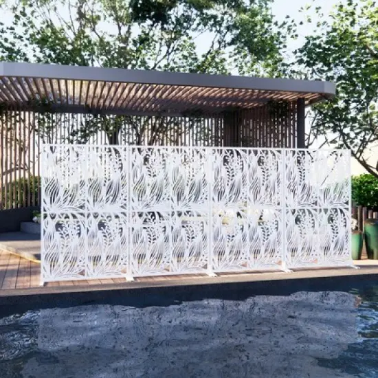 Syemin Patio Decorative Screens, Iron Arch Decoration Garden Trellis, for Outdoor for Climbing Plants Support, Flowerbed, White, 45.3"*15.8"*72" image {4}