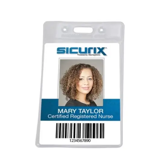 SICURIX Standard Vinyl Badge Holder, Vertical, Pack of 50 image {5}
