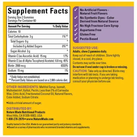 Nature Made Zero Sugar HSN Dietary Supplement Gummies - 120ct image {2}