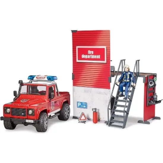 Bruder bworld Firestation with Land Rover, Fireman and Accessories image {2}