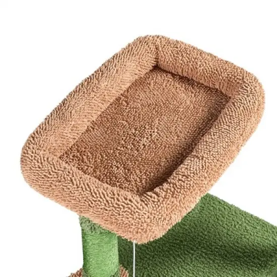 Yaheetech Cactus Cat Tree Cat Tower, with Platform, Condo, Basket, Scratching Posts, Board & Hanging Ball image {4}