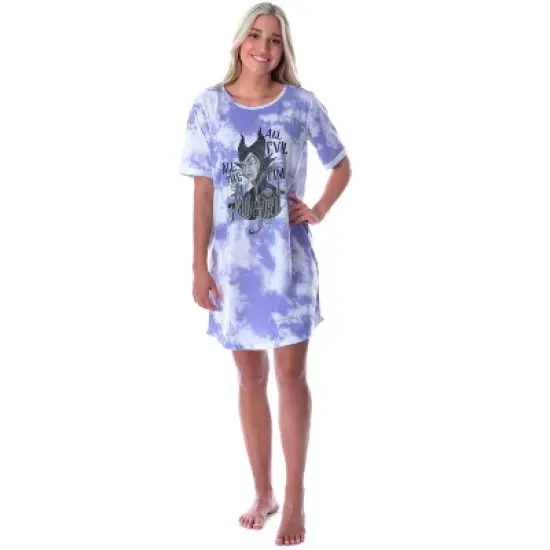 Disney Princess Womens Villains Sleeping Beauty Maleficent Nightgown Sleep Shirt Purple image {5}