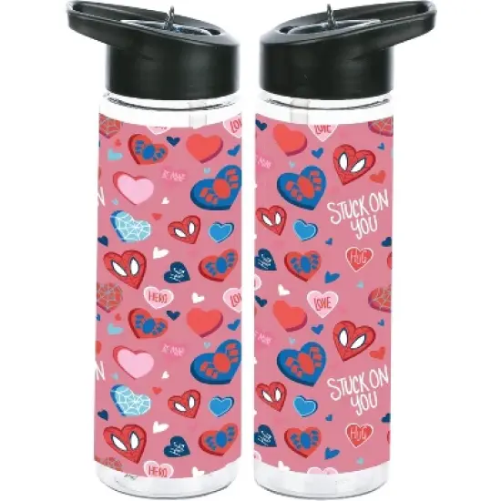 Spider-Man Classic Hearts Pattern 24oz Plastic Water Bottle image {1}