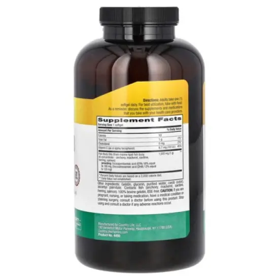 Country Life Natural Omega-3, 1,000 mg, 300 Softgels image {1}
