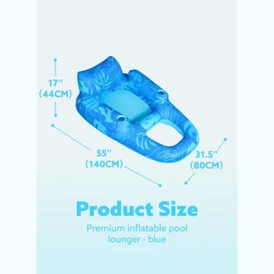 Joyfy 55'' Pool Floats, Inflatable Pool Floaties for Adult, Sun Tanning Floaty Recliner Chair with Cup Holders&Backrest for Poolside Gatherings image {5}