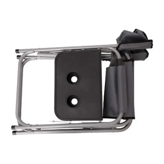 Emma and Oliver Canvas Folding Director's Chair with Accent Trim, Steel Tube Frame-Integrated Folding Side Table with Cupholders image {7}