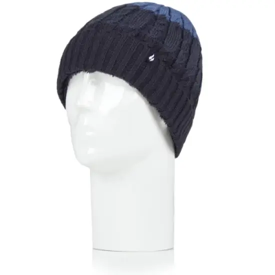 Men's Mavis Three-Tone Cable Knit Roll Up Hat image {4}