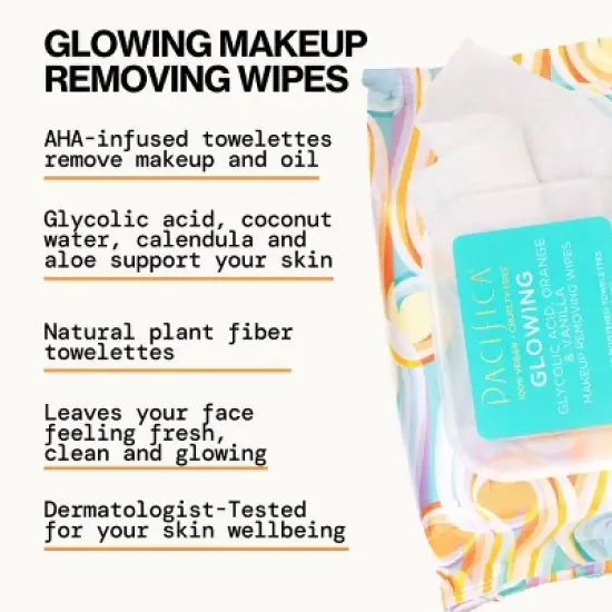 Pacifica Glowing Makeup Removing Wipes - Orange - 30ct image {9}