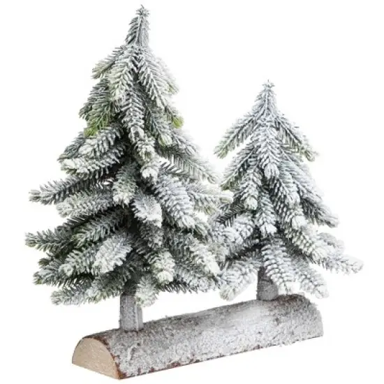 Northlight Frosted Pine Tree Duo Christmas Decoration - 12" - Unlit image {2}
