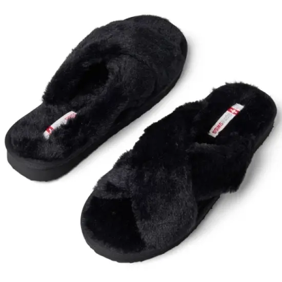 Alpine Swiss Fiona Womens Fuzzy Fluffy Faux Fur Slippers Memory Foam Indoor House Shoes image {4}