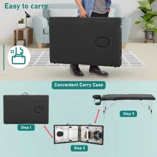 FDW Aluminium Portable Massage Table 2 Fold Height Adjustable image {2}