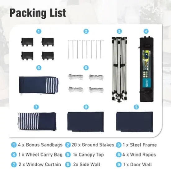 Captiva Designs 10&rsquo;x10&rsquo; Pop-Up Canopy Tent with Sidewalls &ndash; Easy Setup, Waterproof, and Ventilated for Outdoor Events and Parties image {13}