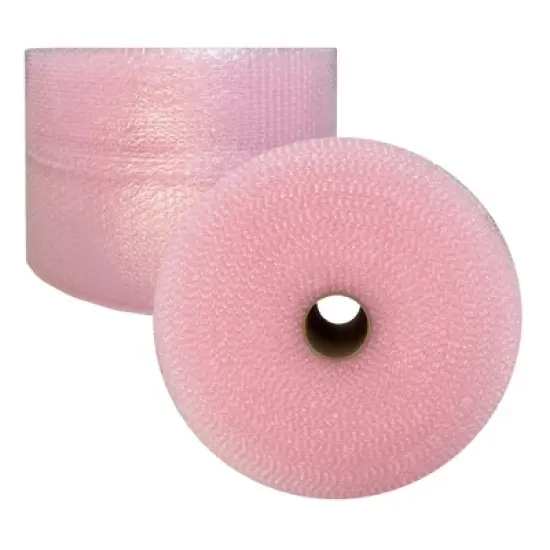 UOFFICE 2 Pink Anti-Static Bubble Rolls (175' Each) 12" Wide x 350' Long Total, with Small Bubbles 3/16" Bubbles image {3}