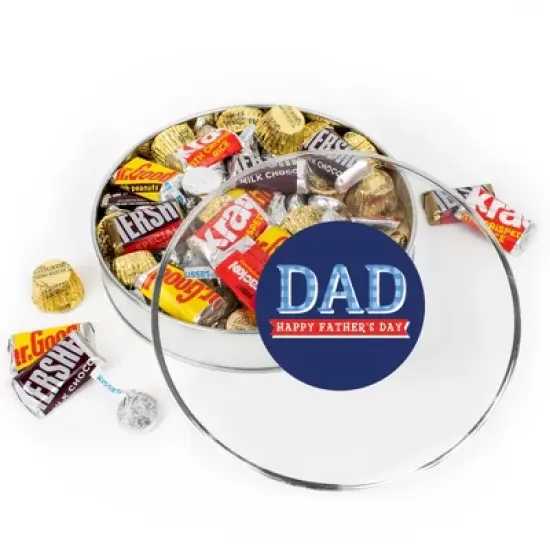Father's Day Chocolate Gift Tin - Plastic Tin with Candy Hershey's Kisses, Hershey's Miniatures & Reese's Peanut Butter Cups By Just Candy - Argyle image {2}