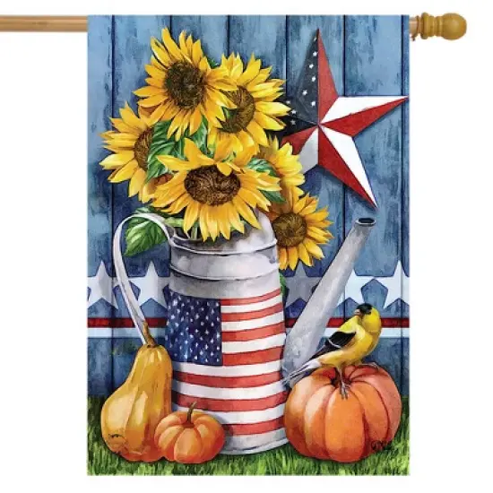 Briarwood Lane American Autumn Primitive House Flag Fall Patriotic Sunflowers 28" x 40" image {1}
