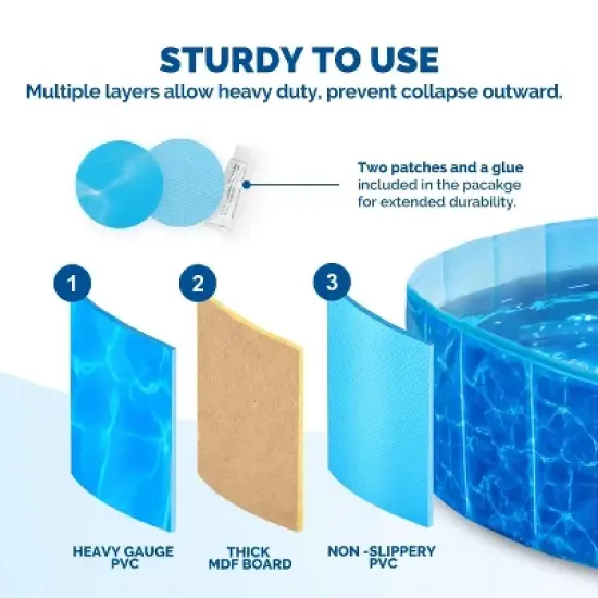 Allforpaws Foldable Dog Pool, Dog Swimming Pool for Outdoor Summer , Blue image {3}